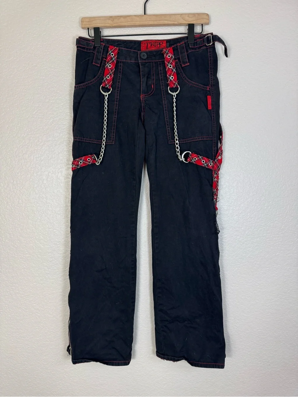 Tripp NYC Goth Gothic Raver Bondage Dark Tech Punk Emo Y2K Vintage Pants sz 1